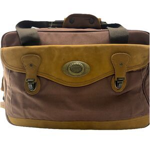 Vintage Magellan Rust Red Canvas Leather Trim Duffle Bag Sportsman Travel Lock